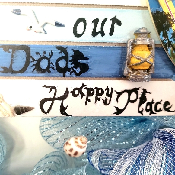 Beach Wreath Nautical Seagull Starfish Deco Mesh Bow Coastal Blue Teal Navy - Picture 7 of 11